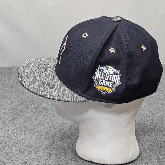 New Era Yankees Fitted Hat 7 3/8 Navy Gray Brim Gold Star Grommets - Picture 9 of 9